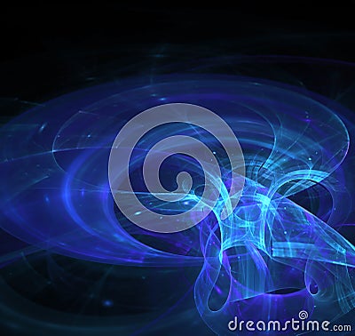 Black abstract background, fractal texture. Blue vortex surface Stock Photo