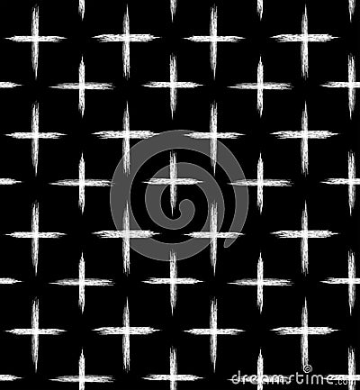 Black abstract background with seamless pattern random sketch crosses Stock Photo