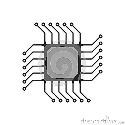 Black abstract microchip circuit icon Vector Illustration