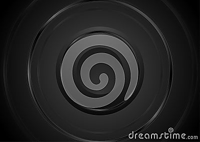 Black abstract minimal circular background with glossy rings Vector Illustration