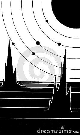 Black Abstract Planetary System Stock Photo