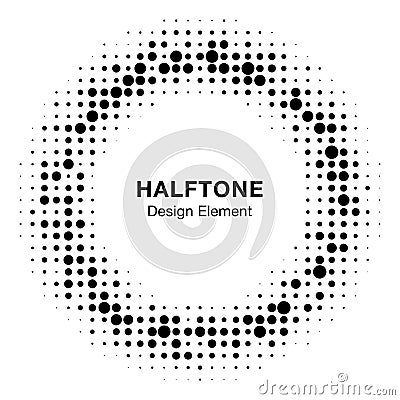 Black abstract vector circle frame halftone random dots logo emblem Vector Illustration