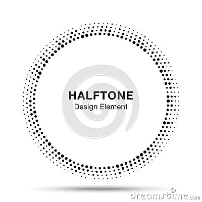 Black abstract vector circle frame halftone random dots logo emblem Vector Illustration