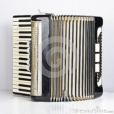 Black accordion opened Stock Photo