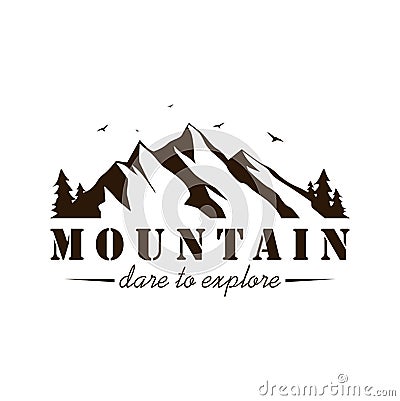 Black adn White Mountain Explorer Adventure Badge Vector Design Vector Illustration