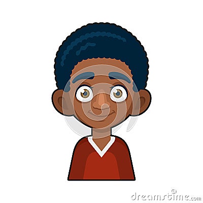 Black African American or Hindu Boy Avatar. Cartoon Style Userpic Icon. Vector Vector Illustration