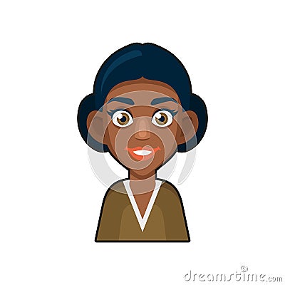 Black African American or Hindu Girl Avatar. Cartoon Style Userpic Icon. Vector Cartoon Illustration