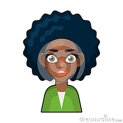 Black African American or Hindu Girl Avatar. Cartoon Style Userpic Icon. Vector Vector Illustration