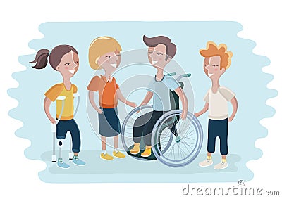 Black or African American Man and Woman in Wheelchair Vector Illustration