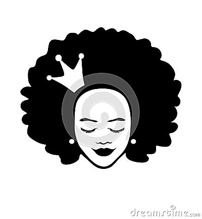 Black african american woman head face silhouette Vector Illustration