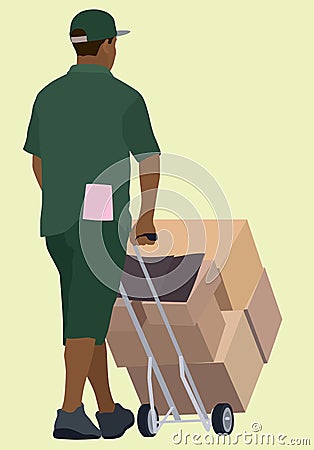 Black or African Delivery Man Vector Illustration