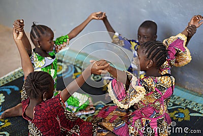 Black African Ethnicity Children Having Fun Playing with Friends Stock Photo