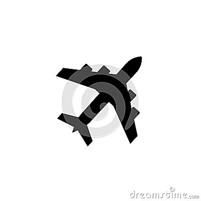 Black airplane icon. Vector Illustration