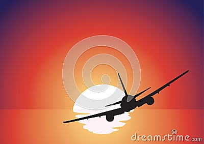 Black airplane silhouette Vector Illustration