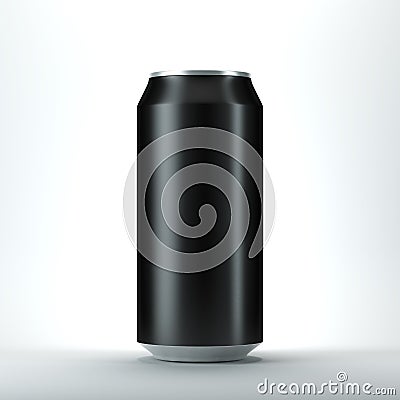Black aluminum can for beer and other drink, Isolated Mockup Stock Photo