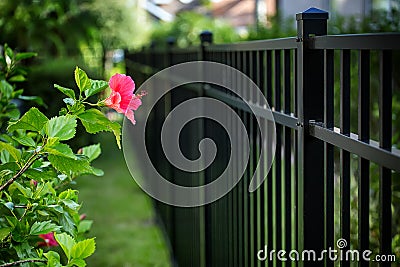 Black Aluminum Fence Stock Photo