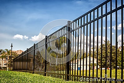 Black Aluminum Fence Stock Photo