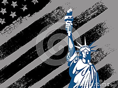 Black American Design with Statue of Liberty Flag Vector Illustration