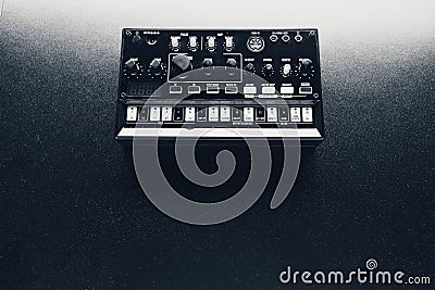 Black analog synthesizer Stock Photo