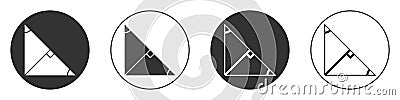 Black Angle bisector of a triangle icon isolated on white background. Circle button. Vector Vector Illustration