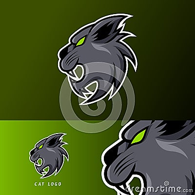 Black angry cat mascot sport gaming esport logo template for streamer squad team club Vector Illustration