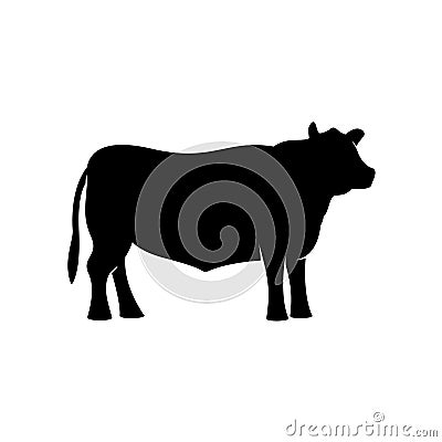 Black angus beef bull standing vector silhouette Vector Illustration