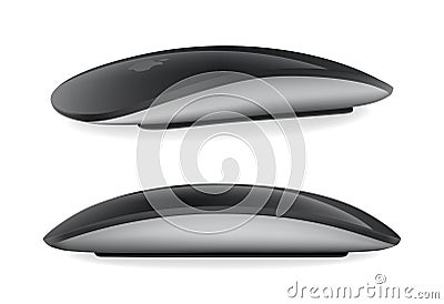 Black Apple Magic Mouse - Black Multi-Touch Surface, on white background, vector illustration. The Magic Mouse is a Vector Illustration