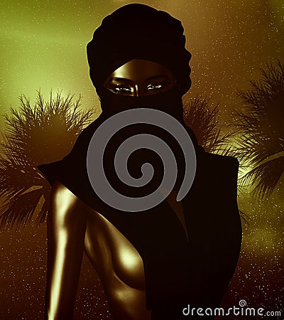 Black Arab Woman from the Saharan sands Stock Photo