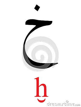 Arabic Letter KHA with Latin Transliteration Vector Illustration