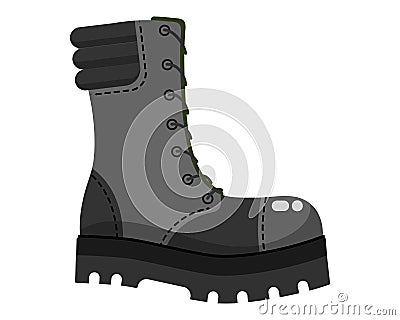 Black army boots, military shoes uniform Vector Illustration