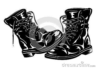 Black army boots Vector Illustration