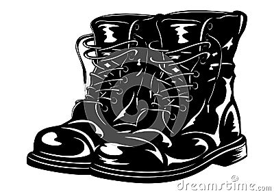 Black army boots Vector Illustration