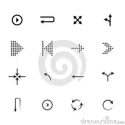 Black arrows icons set, pointers for navigation. Vector Illustration