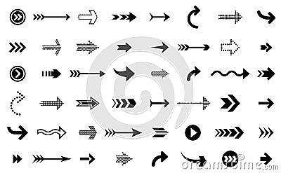 Black arrows icons. Modern arrow up, direction sign graphic symbols. Infographic up down elements, pointer or interface Vector Illustration