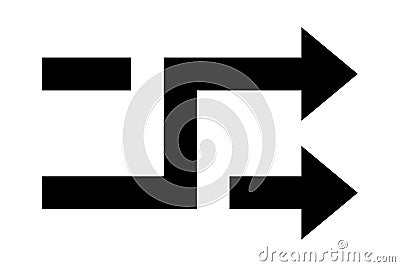 Black arrows with intersection icon. Shuffle icon. Random symbol. Vector isolated on white background. Vector Illustration