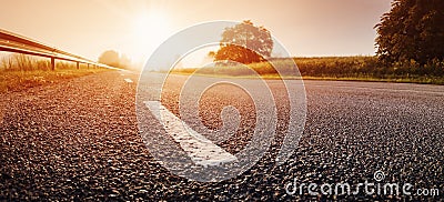 Black Asphalt Road And White Dividing Lines Stock Photo