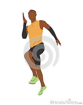 Black athlete sportsman running vector on white. Vector Illustration