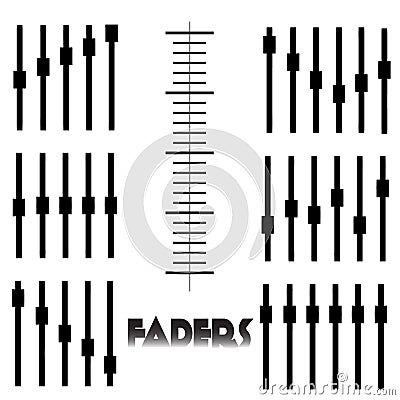 Black audio fader icons Vector Illustration