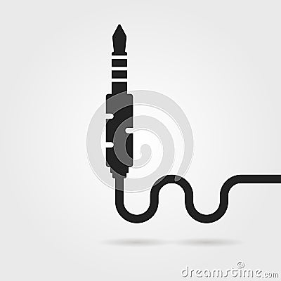 Black audio jack with shadow Vector Illustration