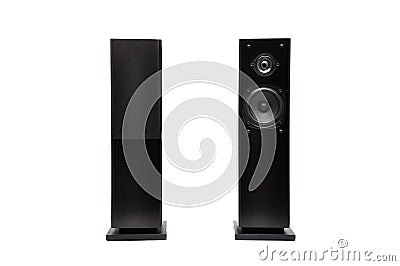 Black audio speakers Stock Photo