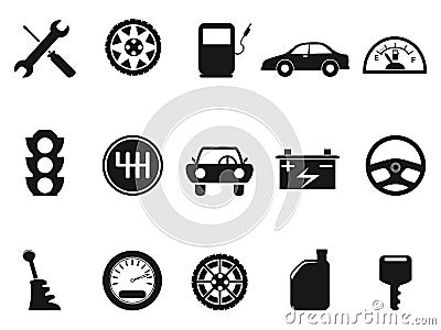 Black auto icons set Vector Illustration