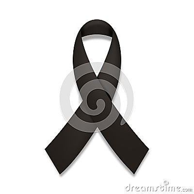 Black awareness ribbon. Mourning and melanoma icon Stock Photo