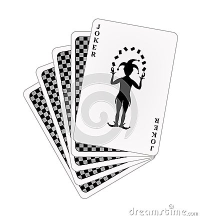 Black back side of playing cards and joker Vector Illustration