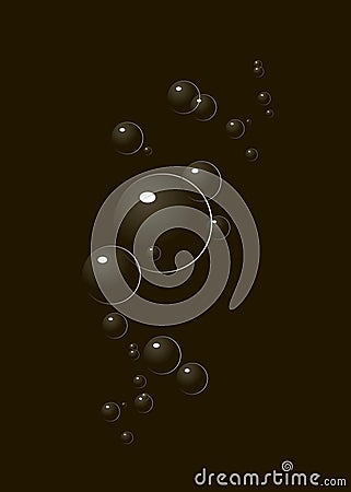 On a black background the bubbles go up Vector Illustration