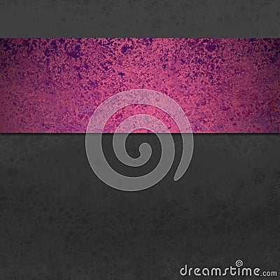 Black background with colorful stripe or ribbon in purple and pink sponged grunge or distressed vintage texture Stock Photo