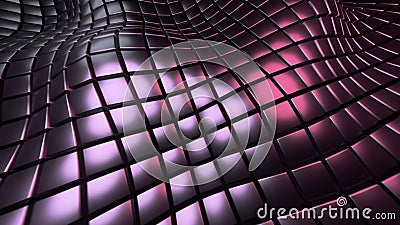 Black background with 3D squares pattern waves, abstract technology field of cubes Cartoon Illustration