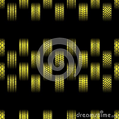 Yellow tire tracks background Vector Illustration