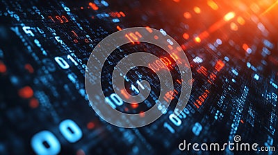 A black background featuring white binary code numbers arranged in a matrix, designed for overlay and screen layer modes Stock Photo