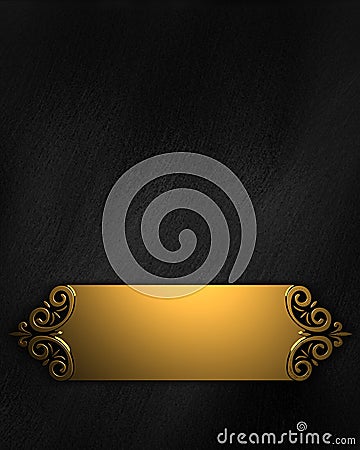 Black Background with Golden Band Stock Photo