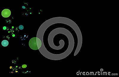 Black background. Green left bubble Stock Photo